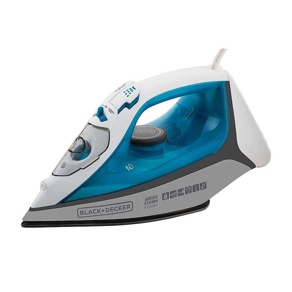 Ferro de passar a vapor black decker fx3060 com base antiaderente - azul e branco 110