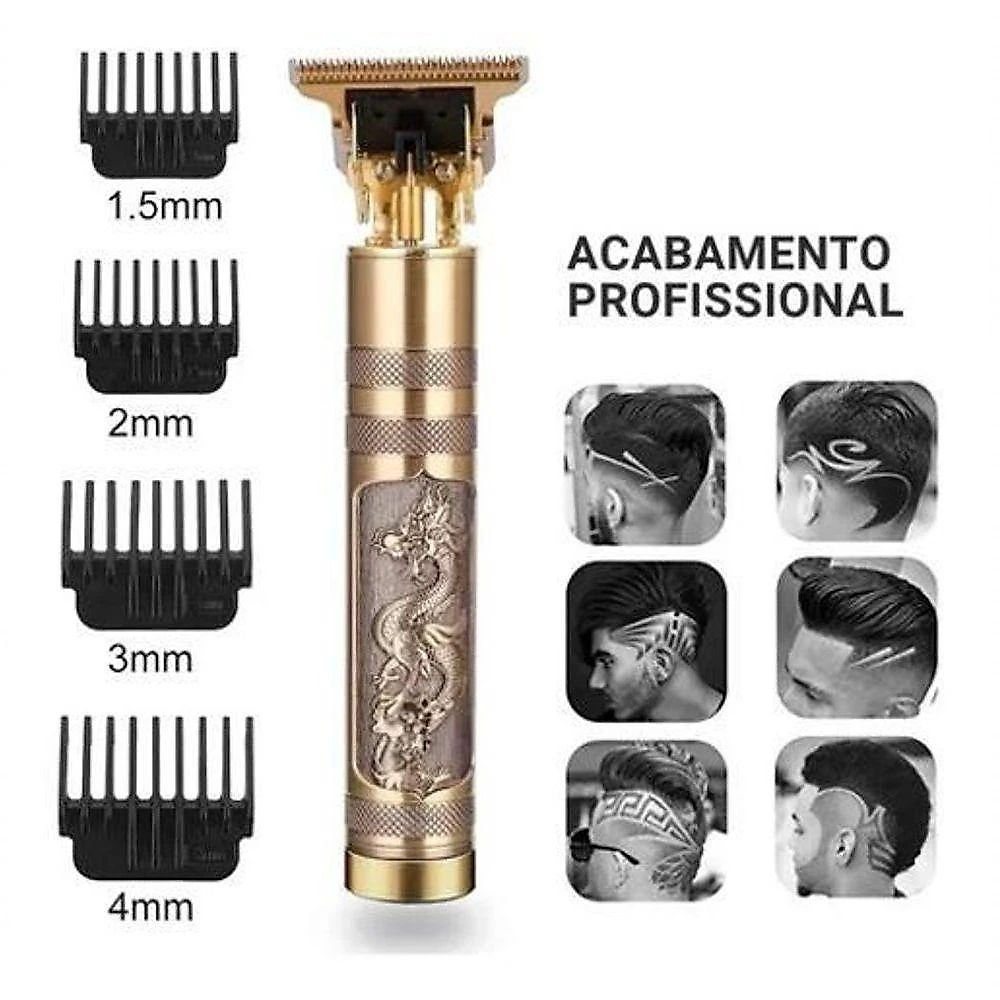 Aparador de Pelos Aquilae Buda-dragão Barba e Cabelo Lâmina Titânio sem Fio Preto Bivolt