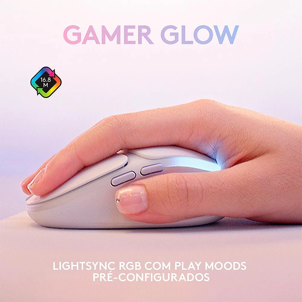Mouse Gamer Sem Fio Logitech G705, Coleção Aurora, RGB, Bluetooth, USB, 6 Botões, Branco - 910-006366