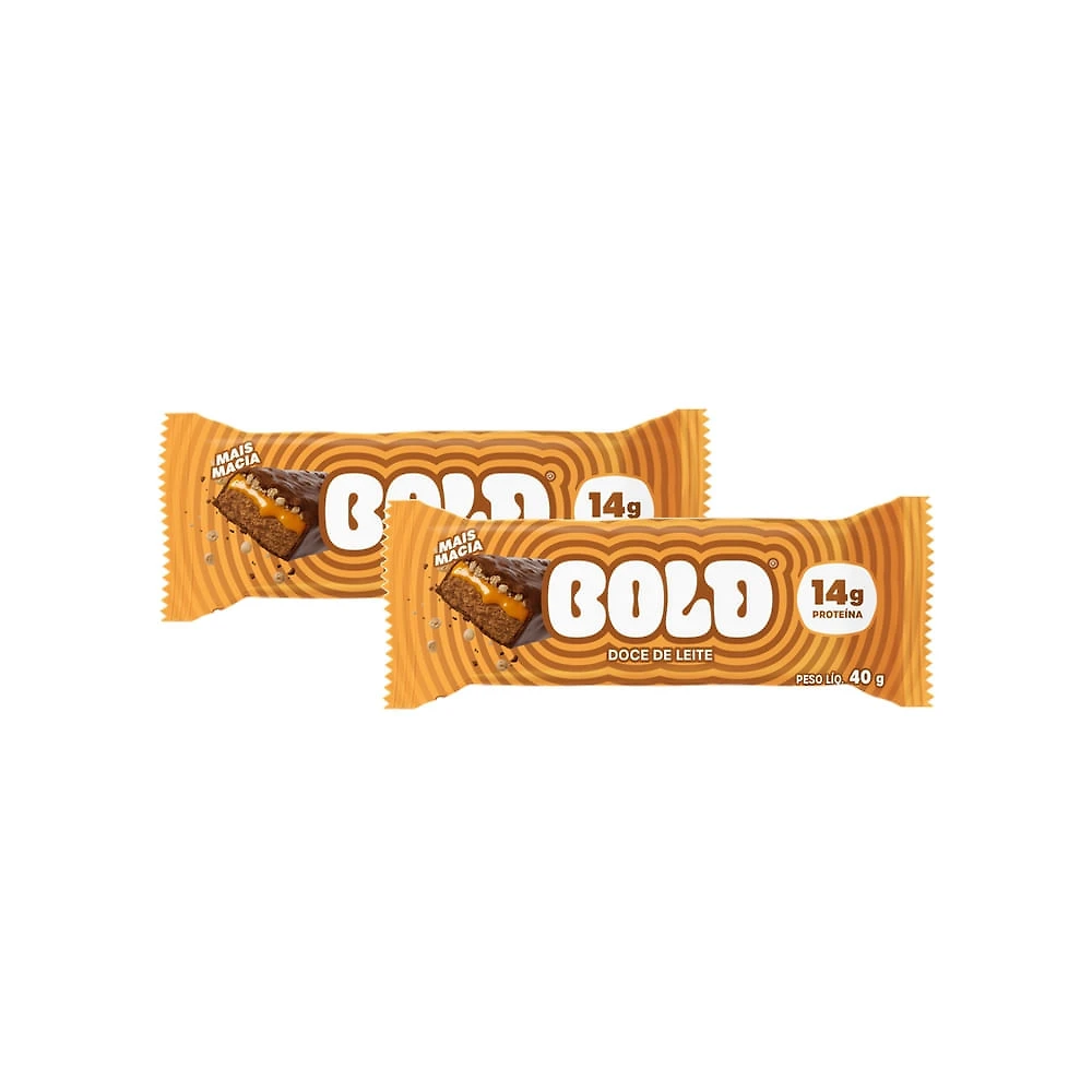 Kit 2 Barra de Proteína Bold Sabor Doce de Leite com 14g de Proteína 40g