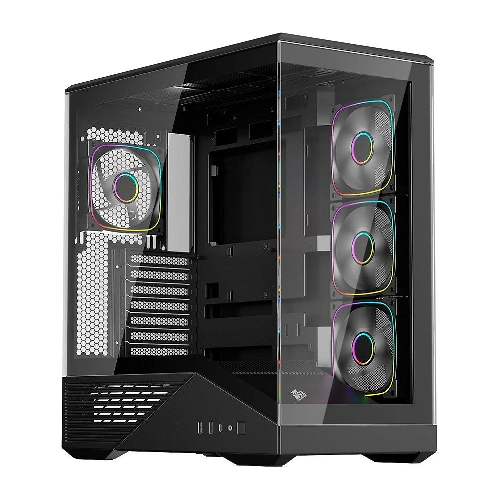 Gabinete Gamer 1STPLAYER GM7, Mid Tower, RGB, ATX, Lateral em Vidro Temperado, 4X Fans, Preto - GM7-BK-3FN7R-1FN7