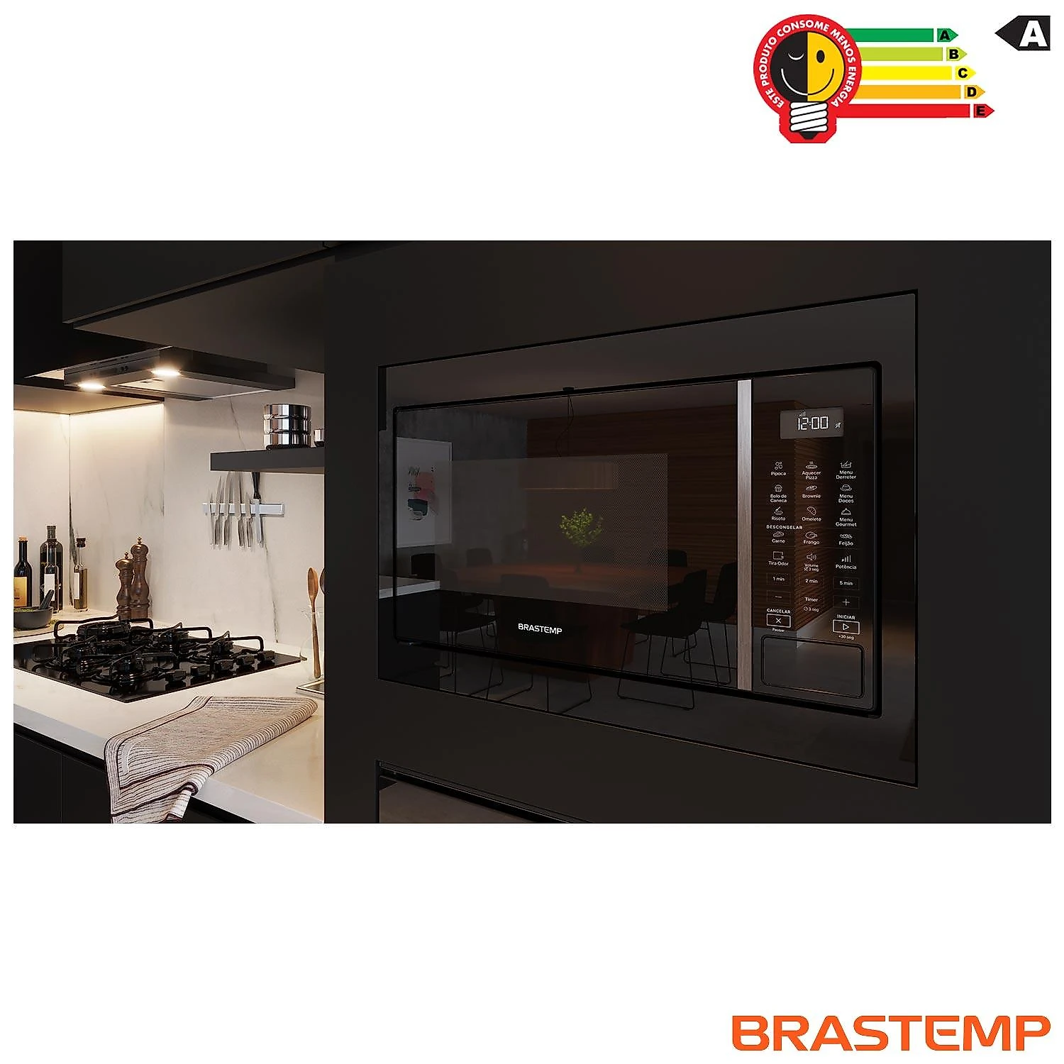 Micro-ondas Brastemp de Embutir com 18 Receitas Pré Programadas e Design Sofisticado Preto 32L BM146AE 110