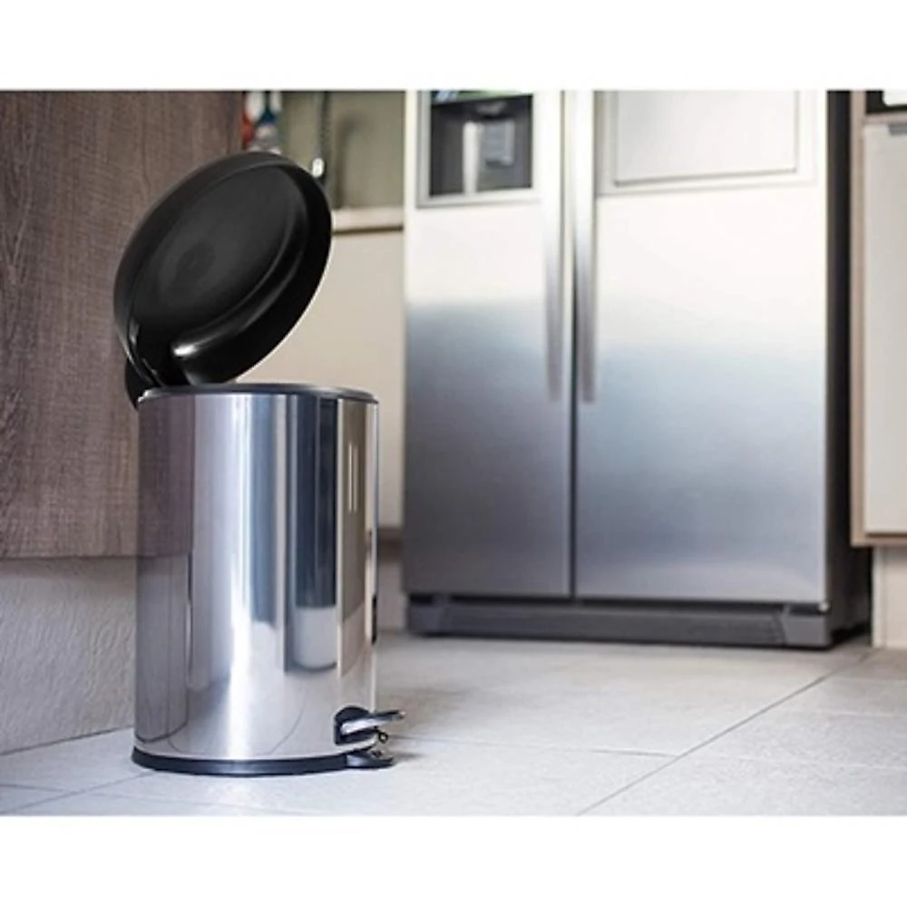 Lixeira em Inox 12L Aço Inox Abertura com Pedal Tampa Basculante