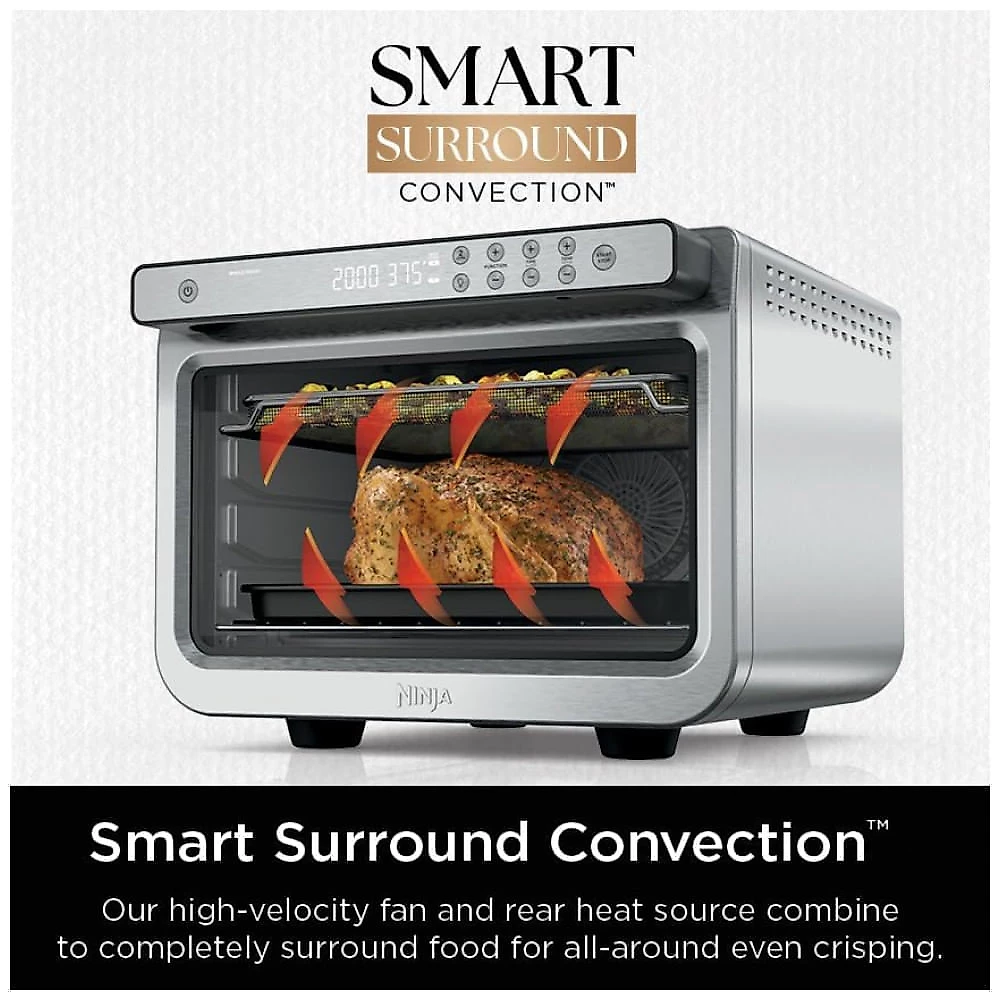 Forno Elétrico de Bancada Digital 10 em 1 com Função Air Fryer, Aço Inoxidável, 110V 1800W, Ninja Prestige Smart XL DT501 110v