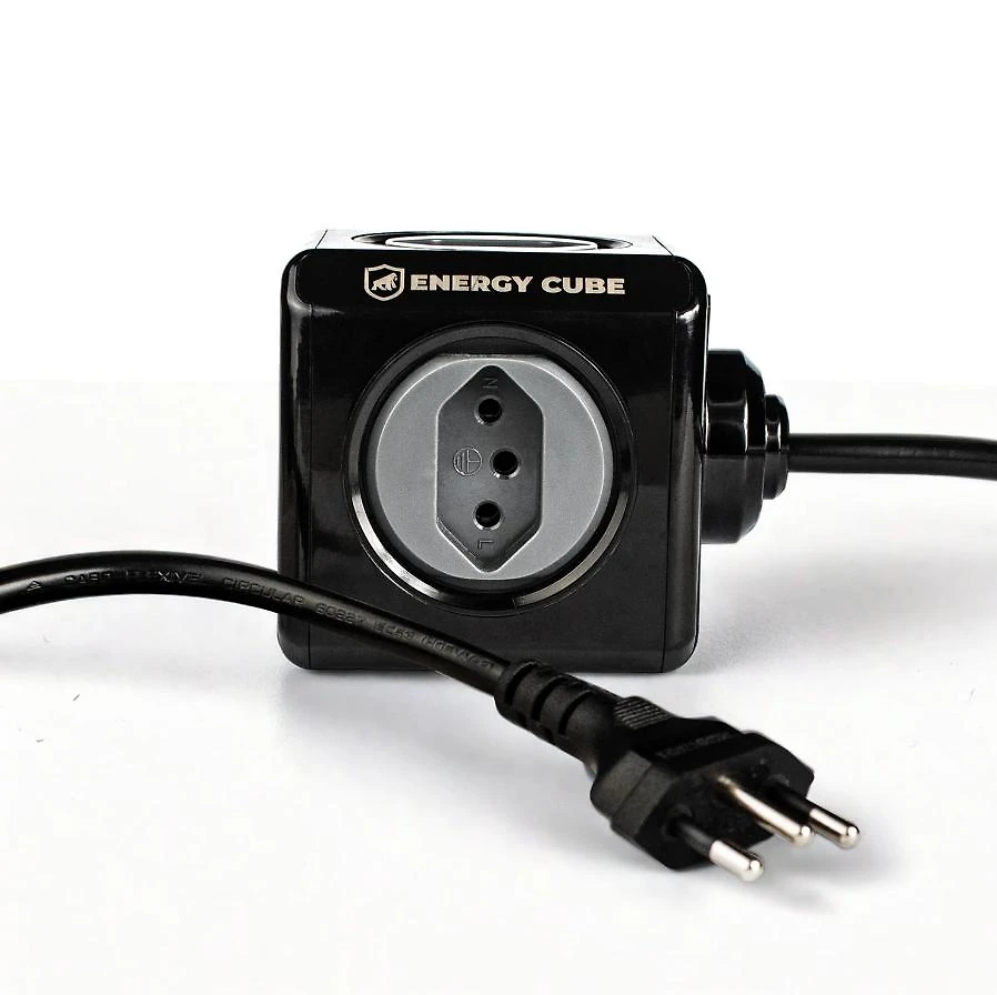 Adaptador Energy Cube Bivolt Filtro de Linha Multiplicador de Tomadas 10A com Proteção de Sobretensão