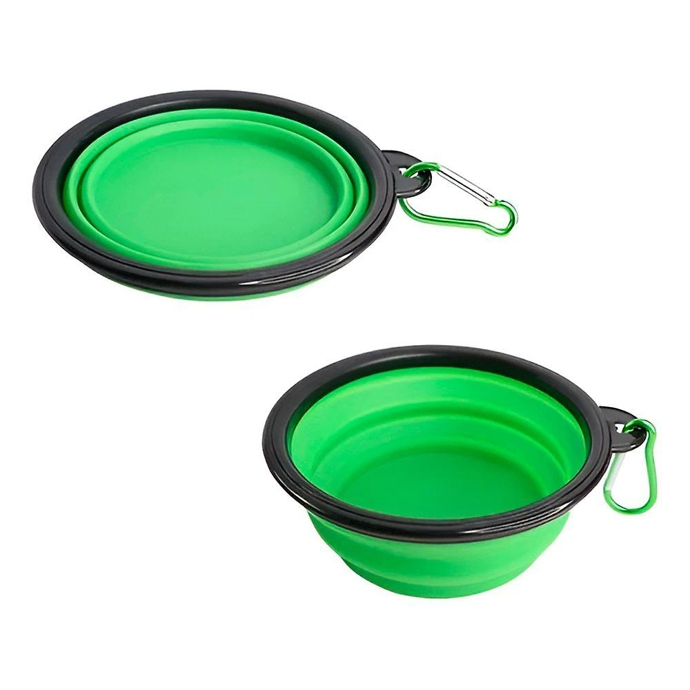 Comedouro e Bebedouro Shopmix Dobrável com Gancho Pets Silicone Verde 350ML