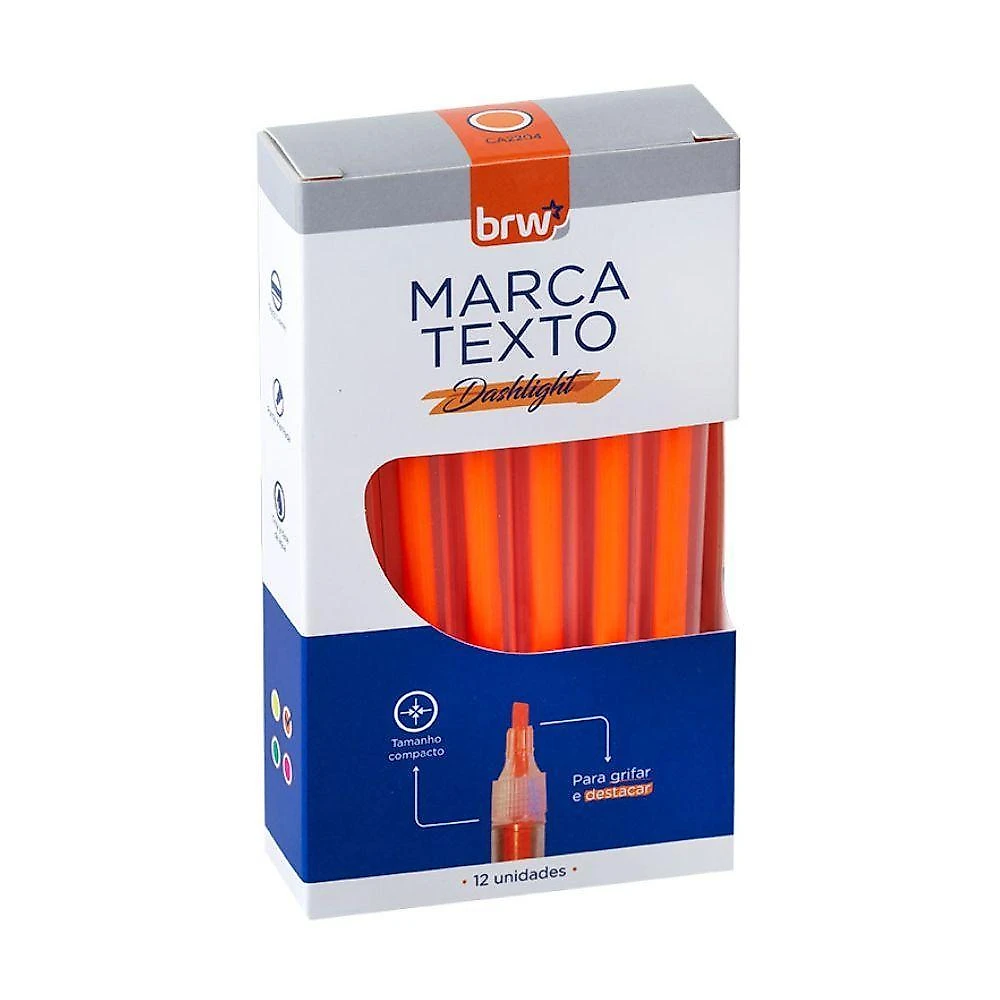 Marca-texto Fluorescente BRW Transparente Ponta Chanfrada Kit 4 Caixas 12 Unidades Cada Roxo