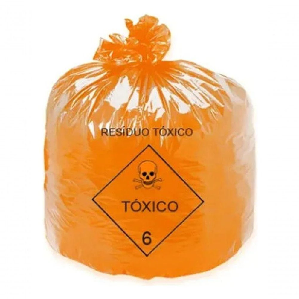 Saco de Lixo Hospitalar Infectante Sacos de Lixo Tóxico 50 Litros 200 Unidades Laranja Higipack
