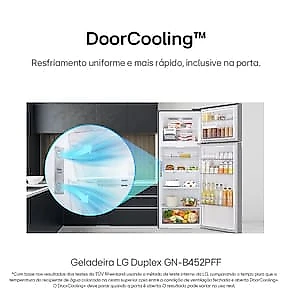 Geladeira LG Frost Free GN-B452PFF Duplex com Tecnologia Smart Inverter, Linear Cooling e DoorCooling Inox Look - 461 litros 110V