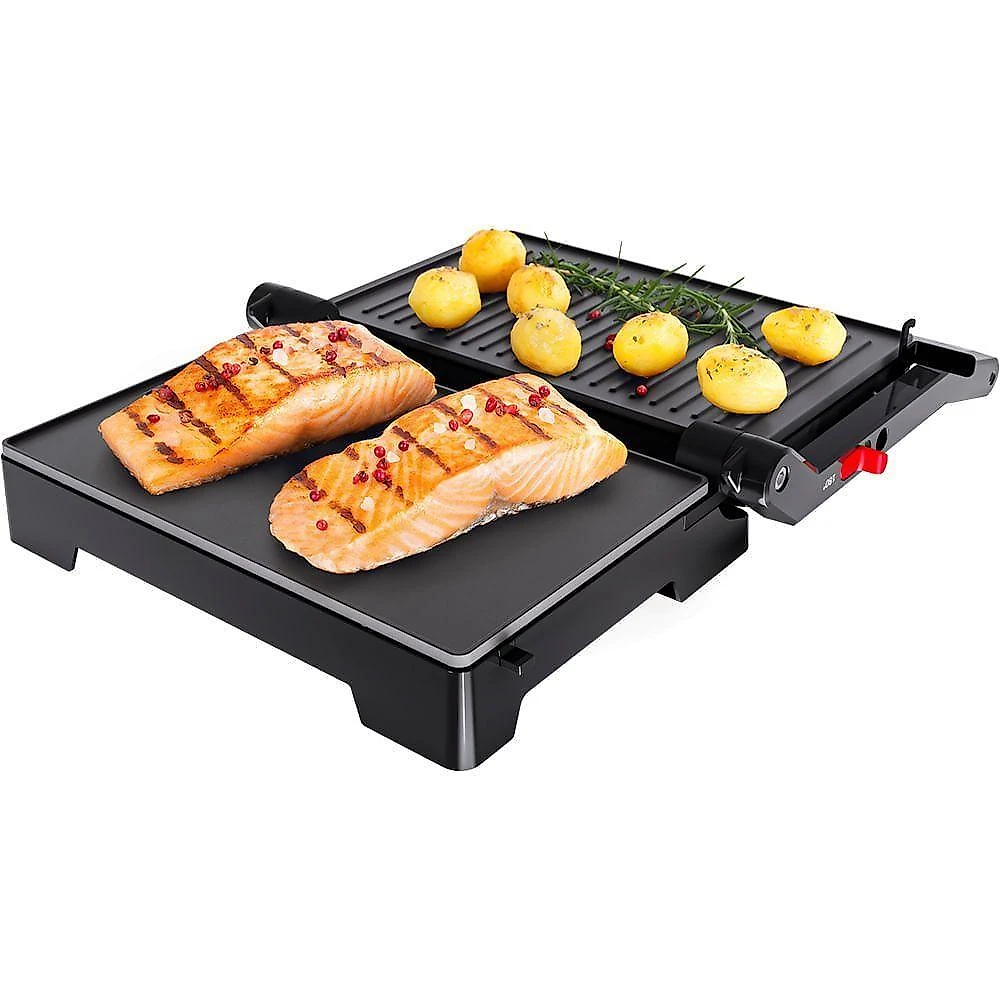 Mini grill elétrico oster ogrl230 2 em 1 inox 1000w 110v para sanduíches e carnes