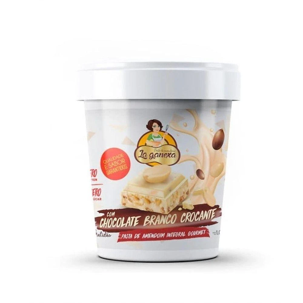Pasta De Amendoim Integral Gourmet 1,05kg Sabor Com Chocolate Branco Crocante