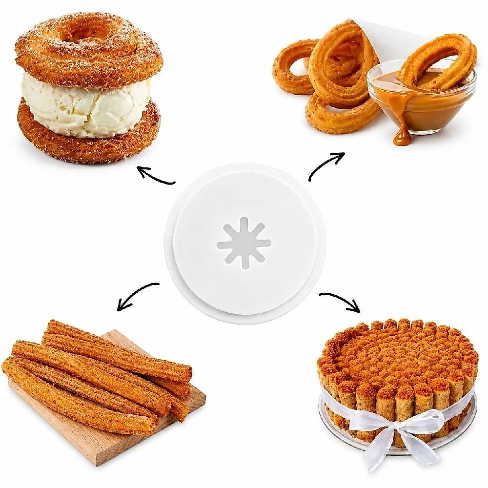 Máquina de Churros Fácil Manual Plástico Resistente com Bico Recheador para Mini e Tradicionais