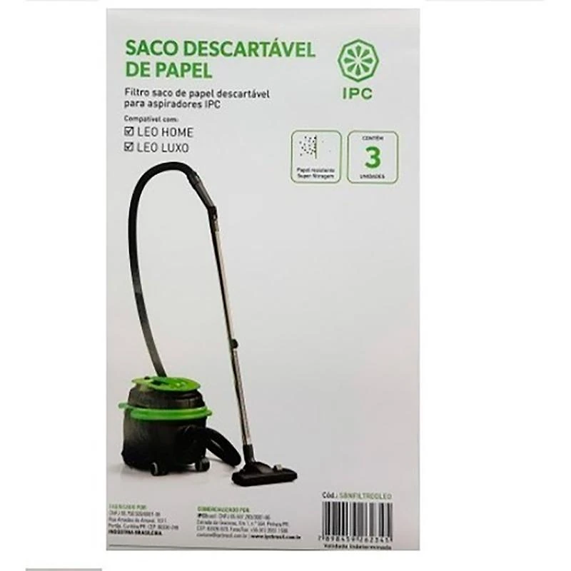 Filtro Descartável de Papel para Aspirador LEO com 3 Unidades SBNFILTROLEO IPC
