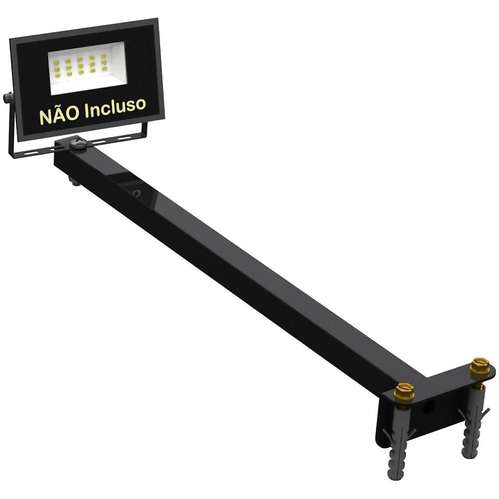 Suporte Refletor Fachada Banner Braço 40 Cm Preto