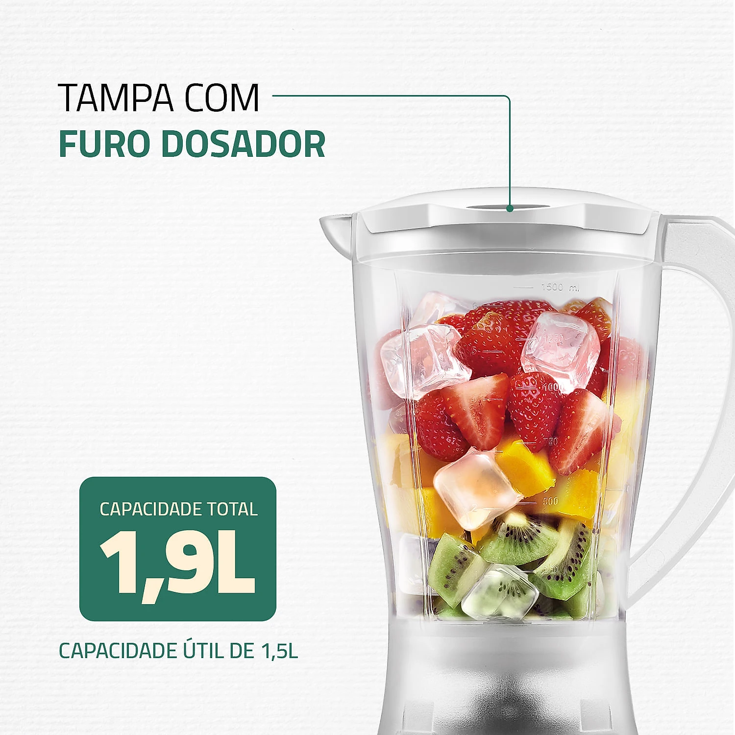 Liquidificador Mondial 1,5L Easy Power 550W L-550-W LIQUIDIFICADOR L-550-W 127V/60HZ .