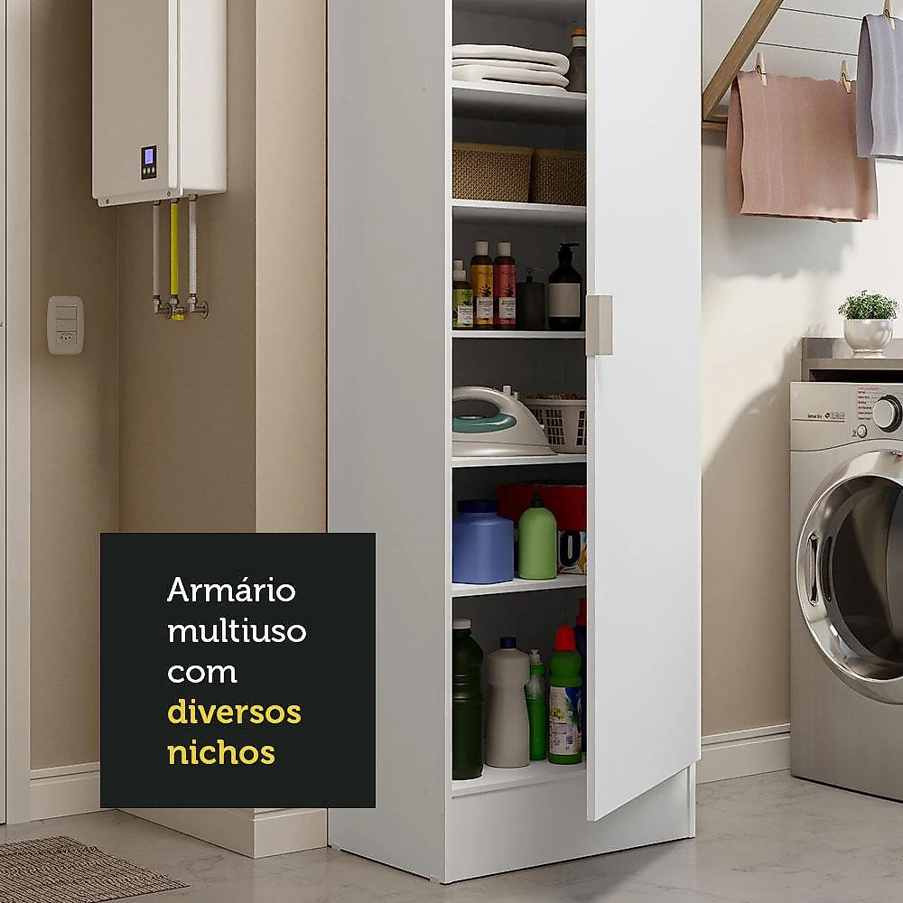 Armário Multiuso 60 cm 1 porta Branco Madesa Branco