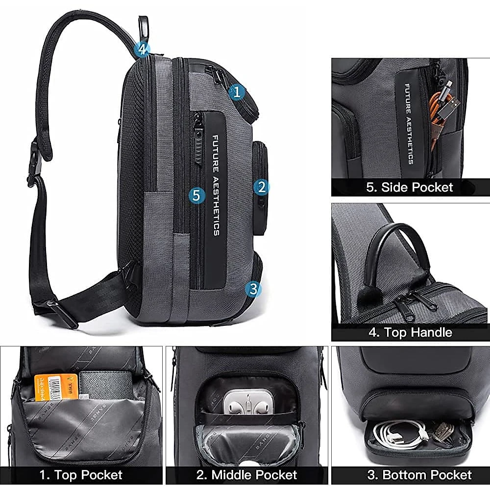 BANGE Mochila para Laptop 24 cm com Porta Carregador USB e À prova DÁgua Cinza