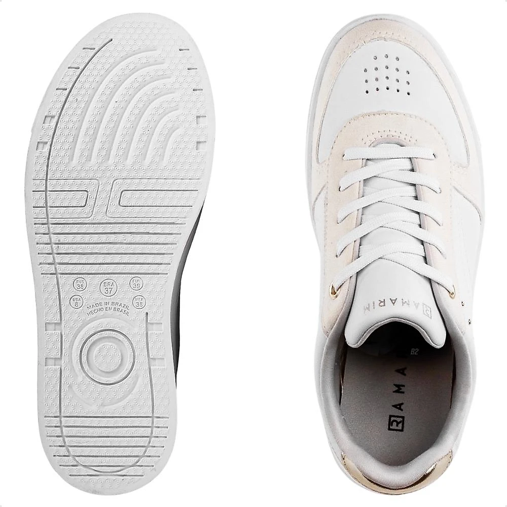 Tênis Ramarim Casual Cadarço Feminino Branco / Bege - 34