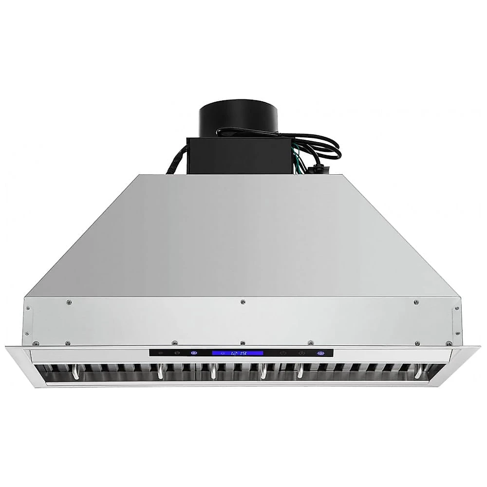 Coifa Embutida VEVOR Inox 76 cm 900CFM 4 Velocidades LED Duto/Sem Duto Controle Remoto 110V
