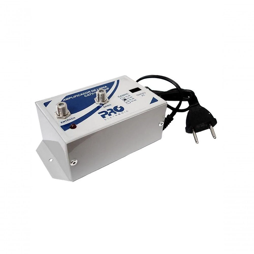 Amplificador de Linha Proeletronic PQAL-2500 para TV com Ganho Até 25 DB em Faixa 54~890 MHZ 110-220