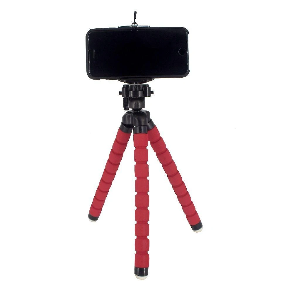 Suporte Celular Câmera Com Tripé Flexível - Vermelho