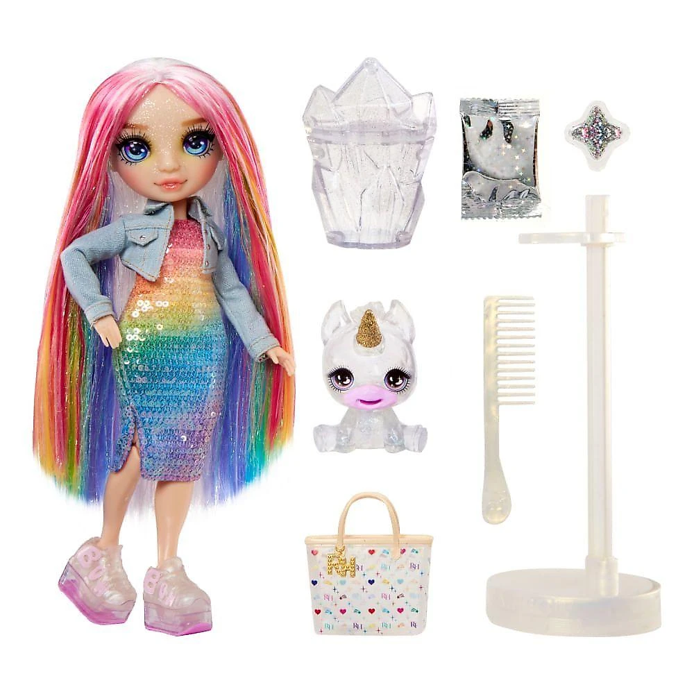 Boneca Amaya 28cm Arco-Íris com Slime Brilhante DIY e Pet Rainbow