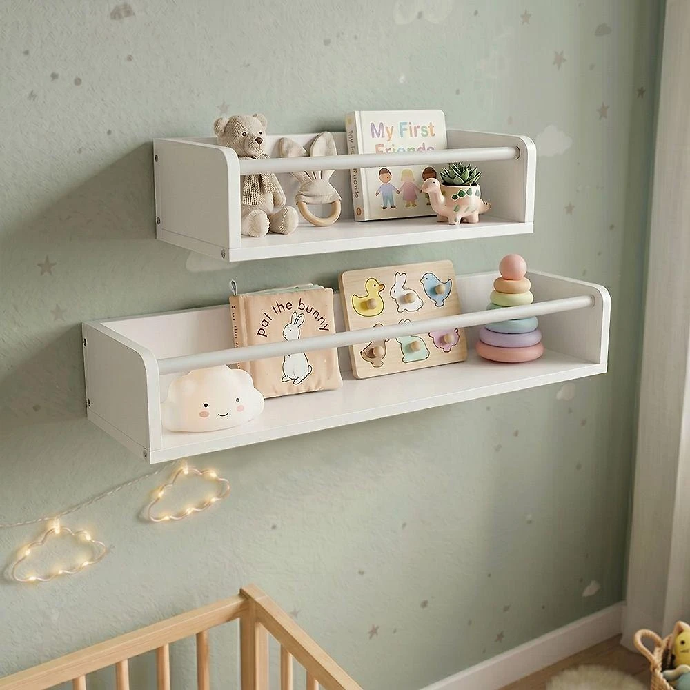 Kit 2 Nichos de Parede MDF 62CM e 32CM Parafuso Infantil Branco Infantile Móveis