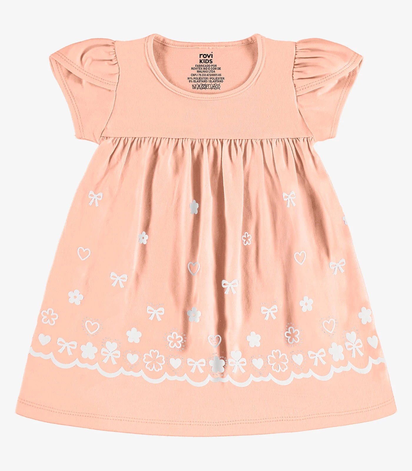 Vestido Infantil Estampado Meia Malha Rovi Kids Rosa