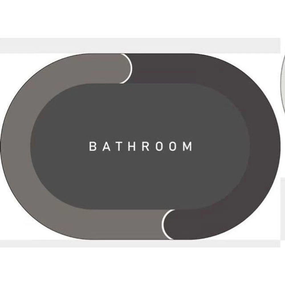 Tapete de Banheiro Oval Grafite Veludo Cristal 60X40 1 Peça Antiderrapante Secagem Rápida OEM