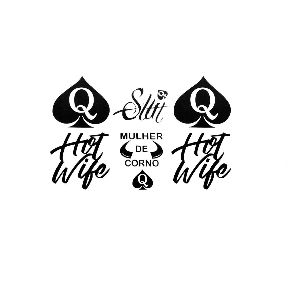 Miniatura Tatuagem Temporária Slut Hotwife Erotica Casal