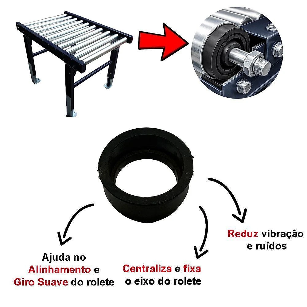 Bucha Ponteira para Roletes Casa Chick Móveis Kit 3 Mancal 44mm Bivolt