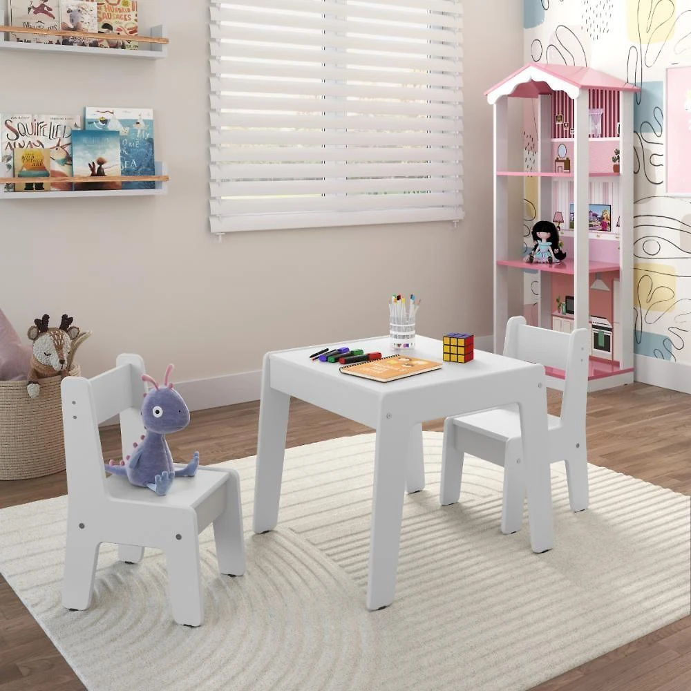 Conjunto De Mesa Infantil Com 2 Cadeiras Mdf Helena Branco Brilho