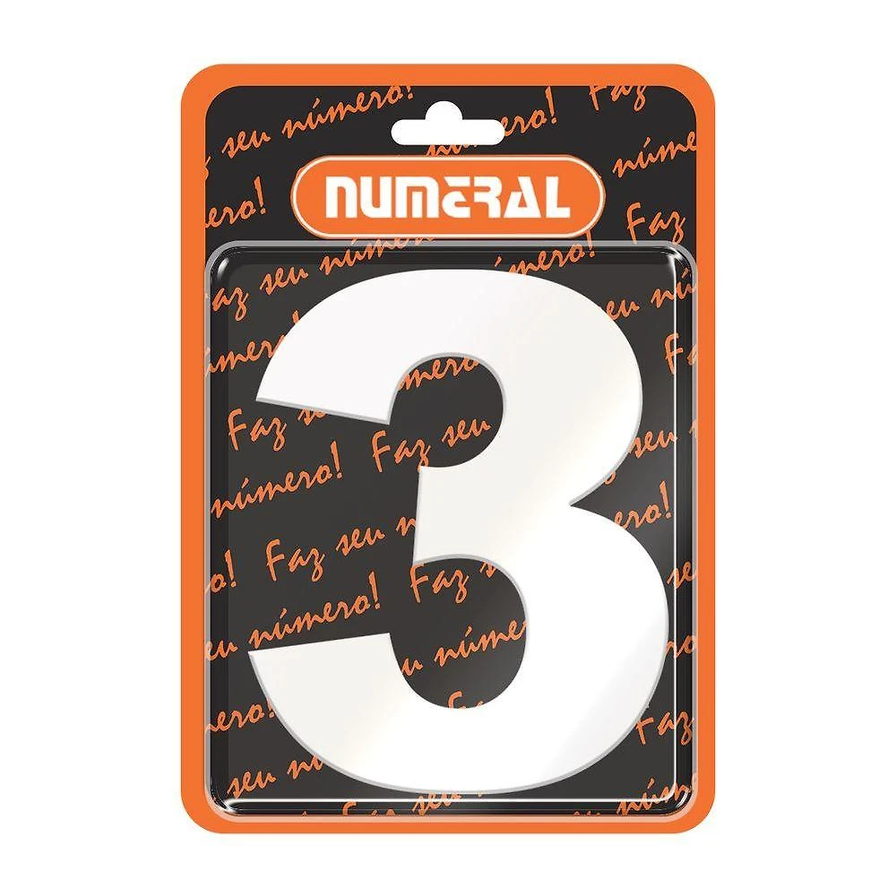Placa Acm N graus  3 para Identificacao Branco Alumínio Bivolt Decorativa Numeral