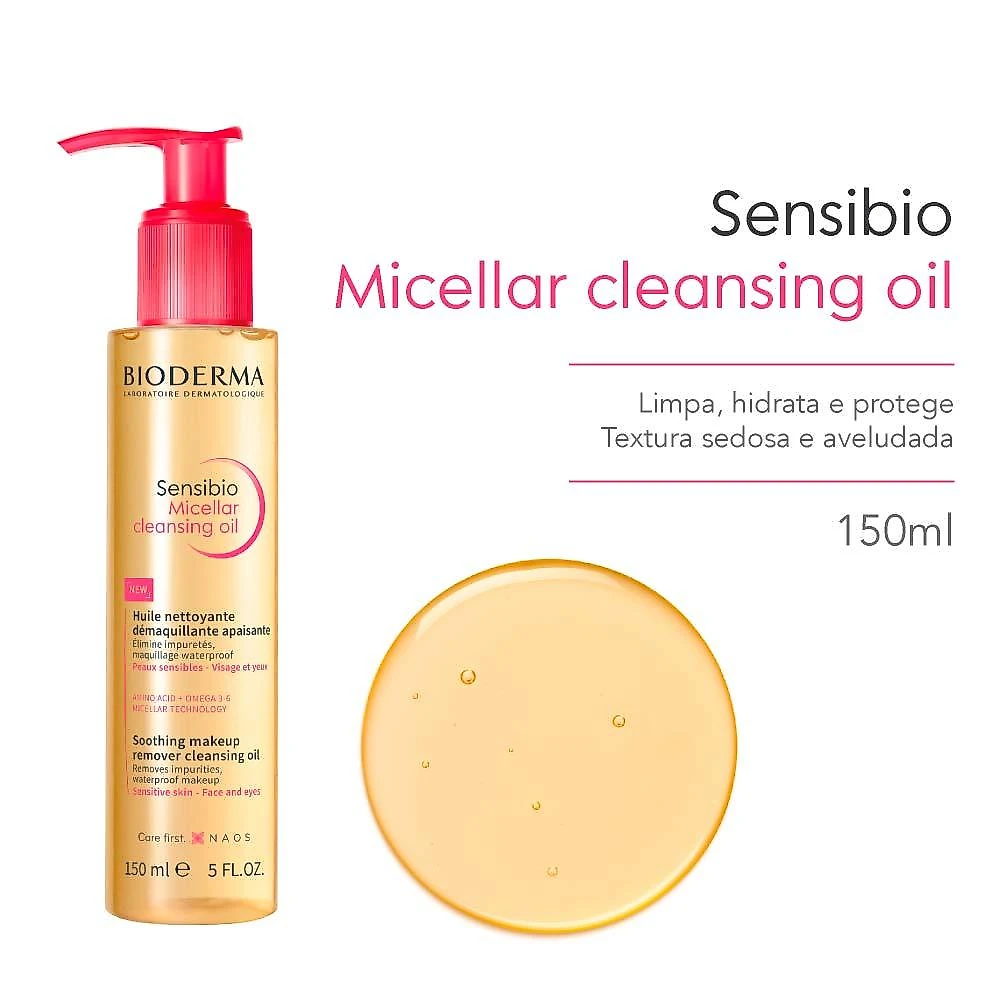 Óleo micellar demaquilante bioderma - sensibio micellar cleansing oil 150ml