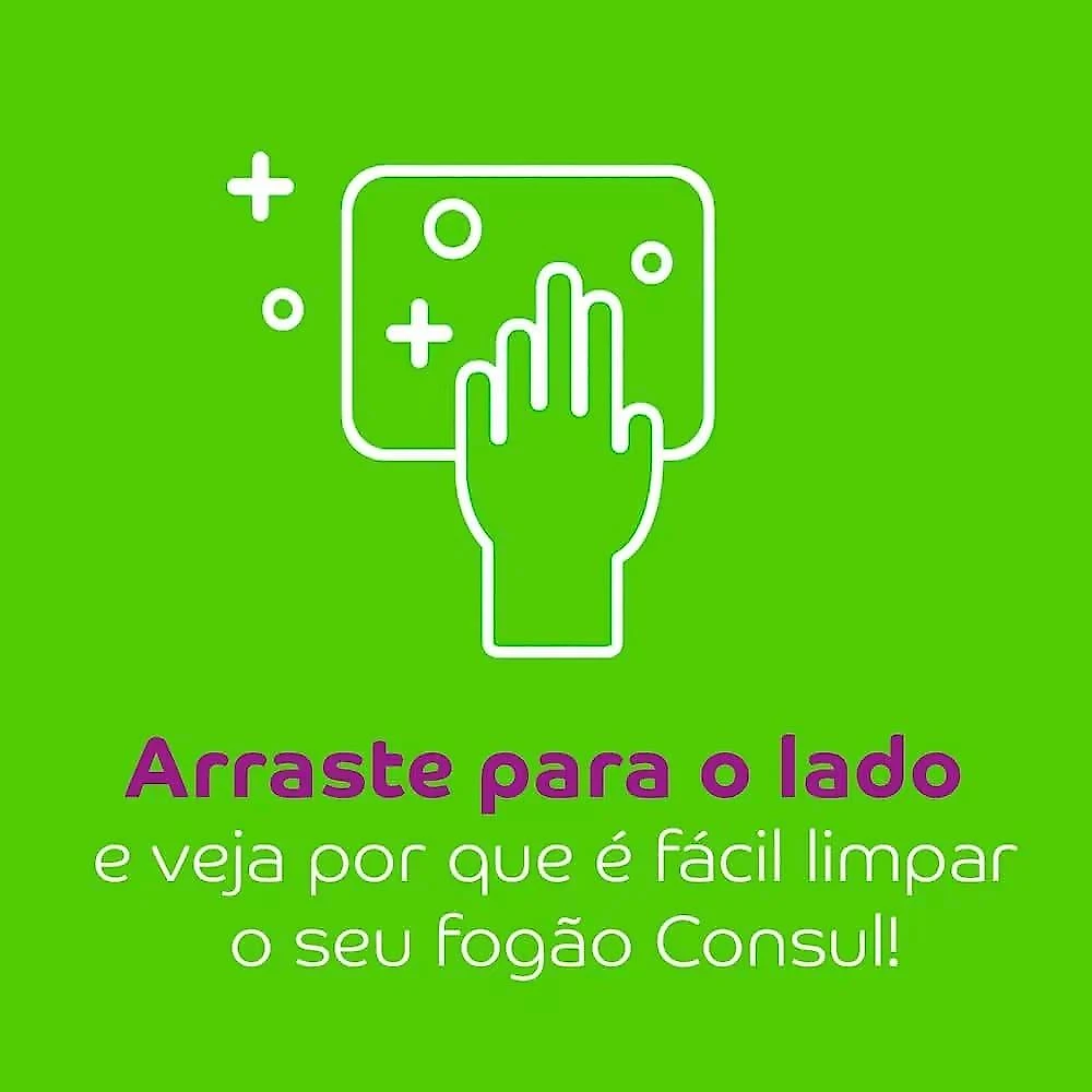 Fogão consul 4 bocas cfo4nar com mesa de inox, acendimento automático e design frente Única bivolt - inox