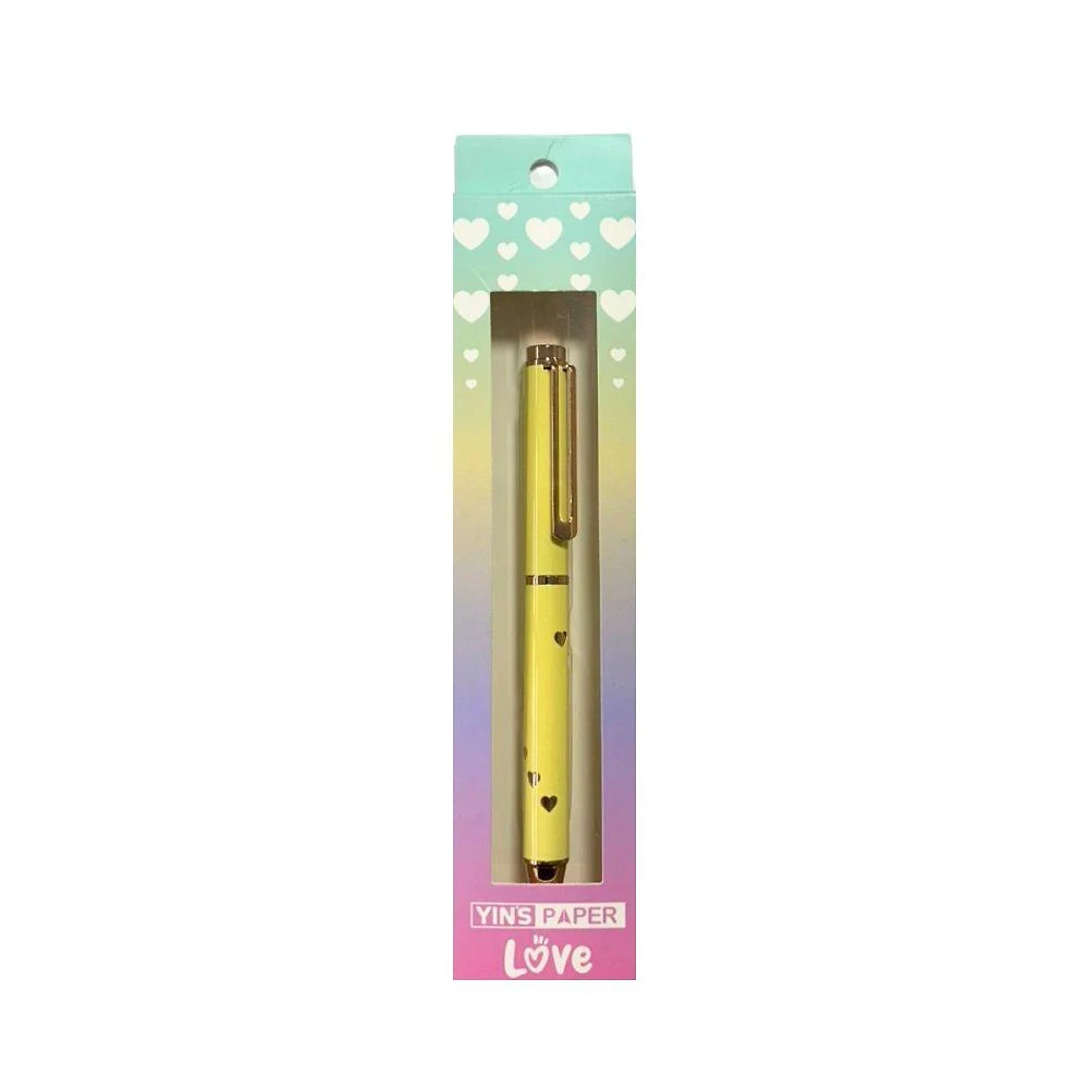 Caneta Esferográfica Yins Brasil Love Yins Paper Ponta 1.0 mm com Tinta Azul de Secagem Rápida Azul