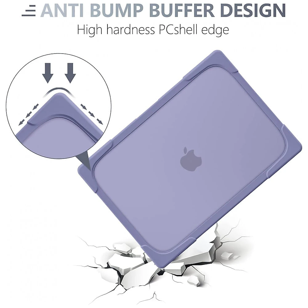 Capa Rígida Batianda para MacBook Pro 13" – Modelos A2338, A2289, A2251 com Suporte Dobrável, Tampa de Teclado e Película de Tela – Cinza Lavanda