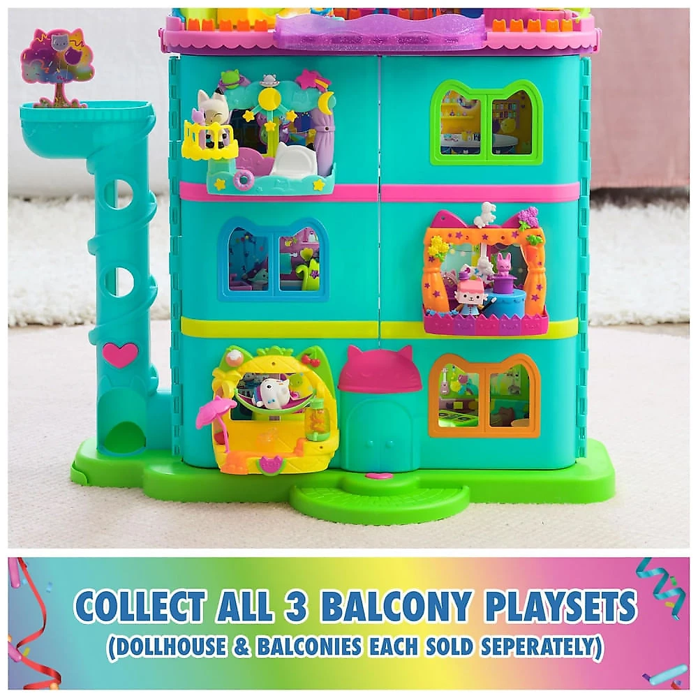 Playset Balcony Cakeys Fruit Smoothie da Casa de Bonecas da Gabby, 8 Peças com Figuras de Brinquedo, Acessórios de Casa de Bonecas para Brincadeira
