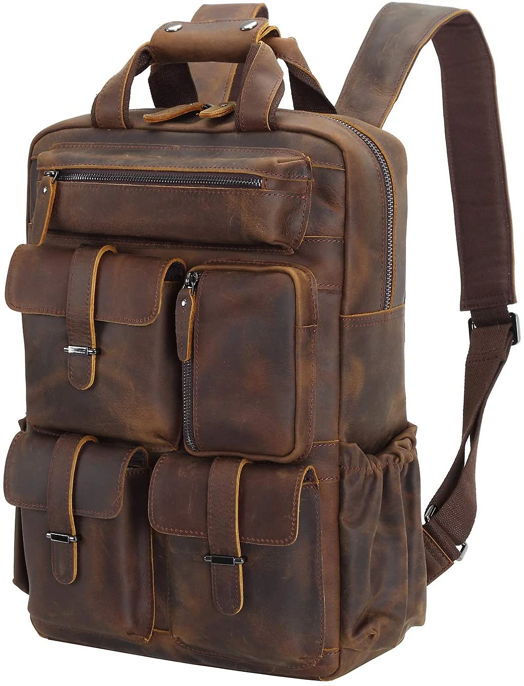 ORIGINAL POLARE Mochila Unissex de Couro Genuíno para Laptop