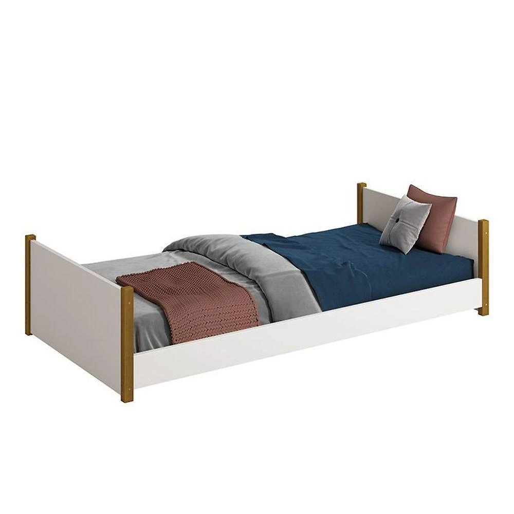 Cama Evolutiva 2 Em 1 Ravi Branco Fosco Com Pés Amadeirado - Reller Móveis Branco Fosco