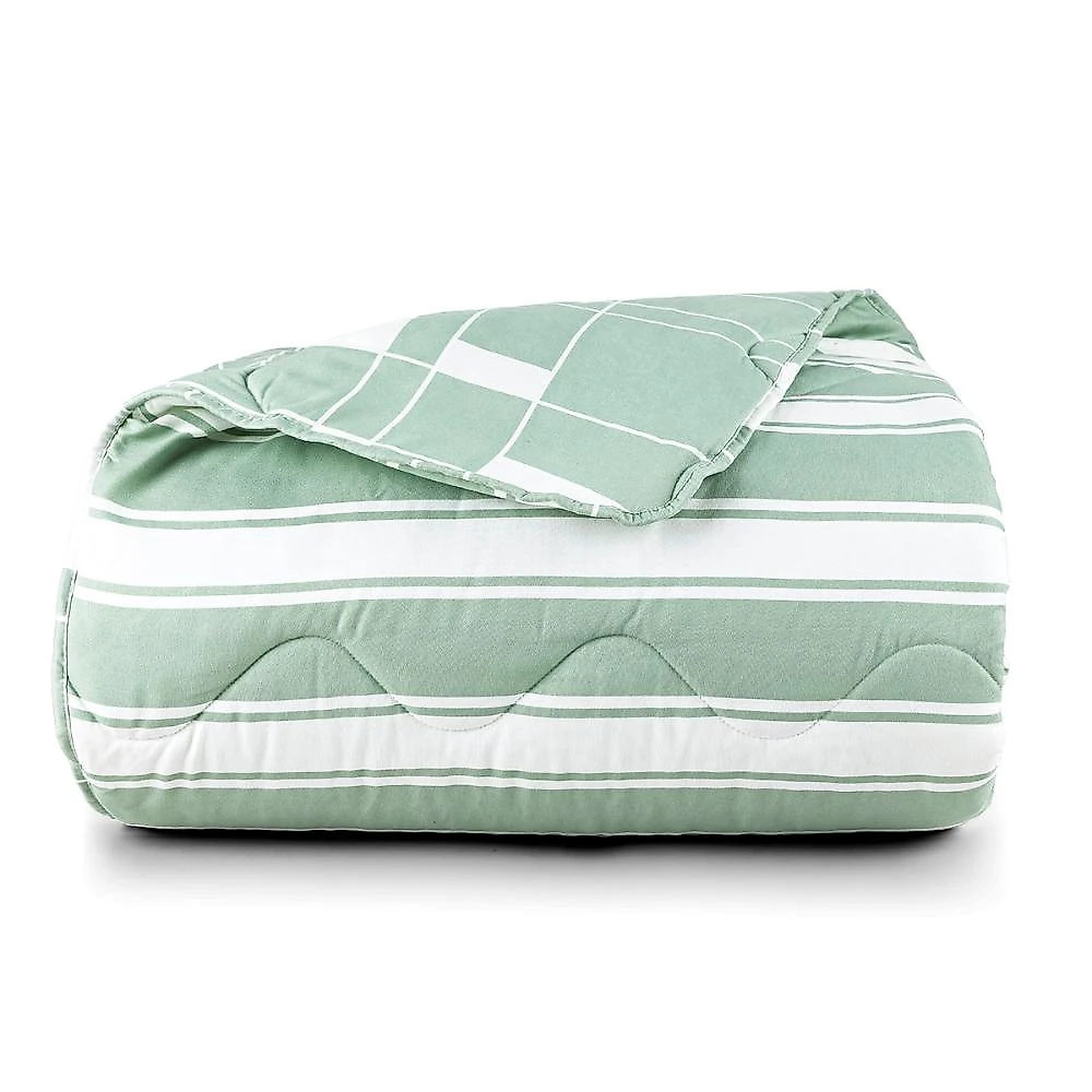 Edredom cobertor belle queen 400 fios dupla face estampado qiadriculado verde