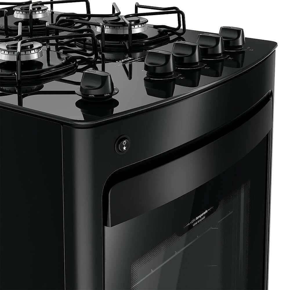 Fogão CFO4VBE com 4 Bocas Mesa de Vidro Grades Individuais Super Estáveis Consul Preto - Bivolt