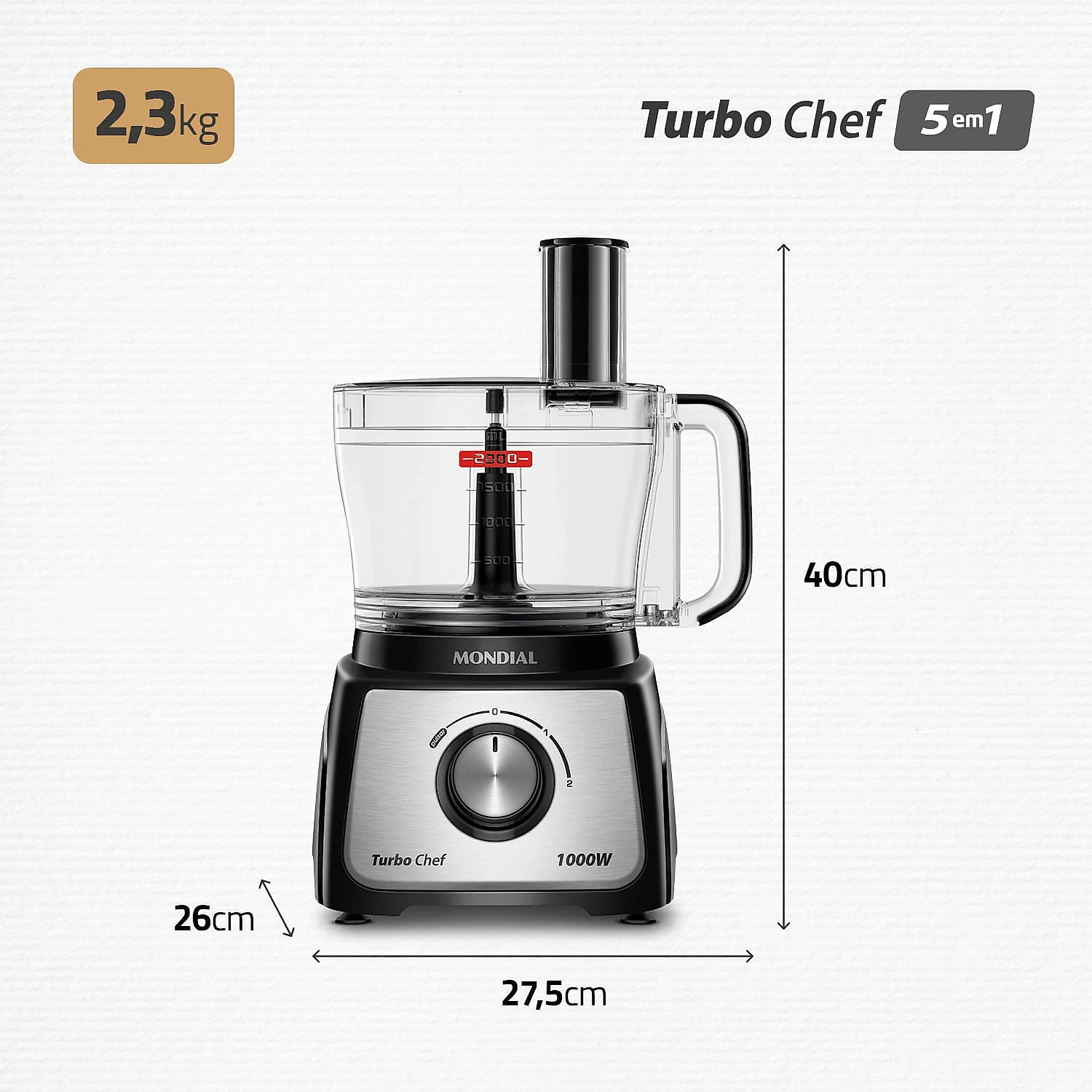 Multiprocessador Turbo Chef 5 em 1 Mondial - MPN-01-B MULTIPROCESSADOR MPN-01-B 127V/60HZ .