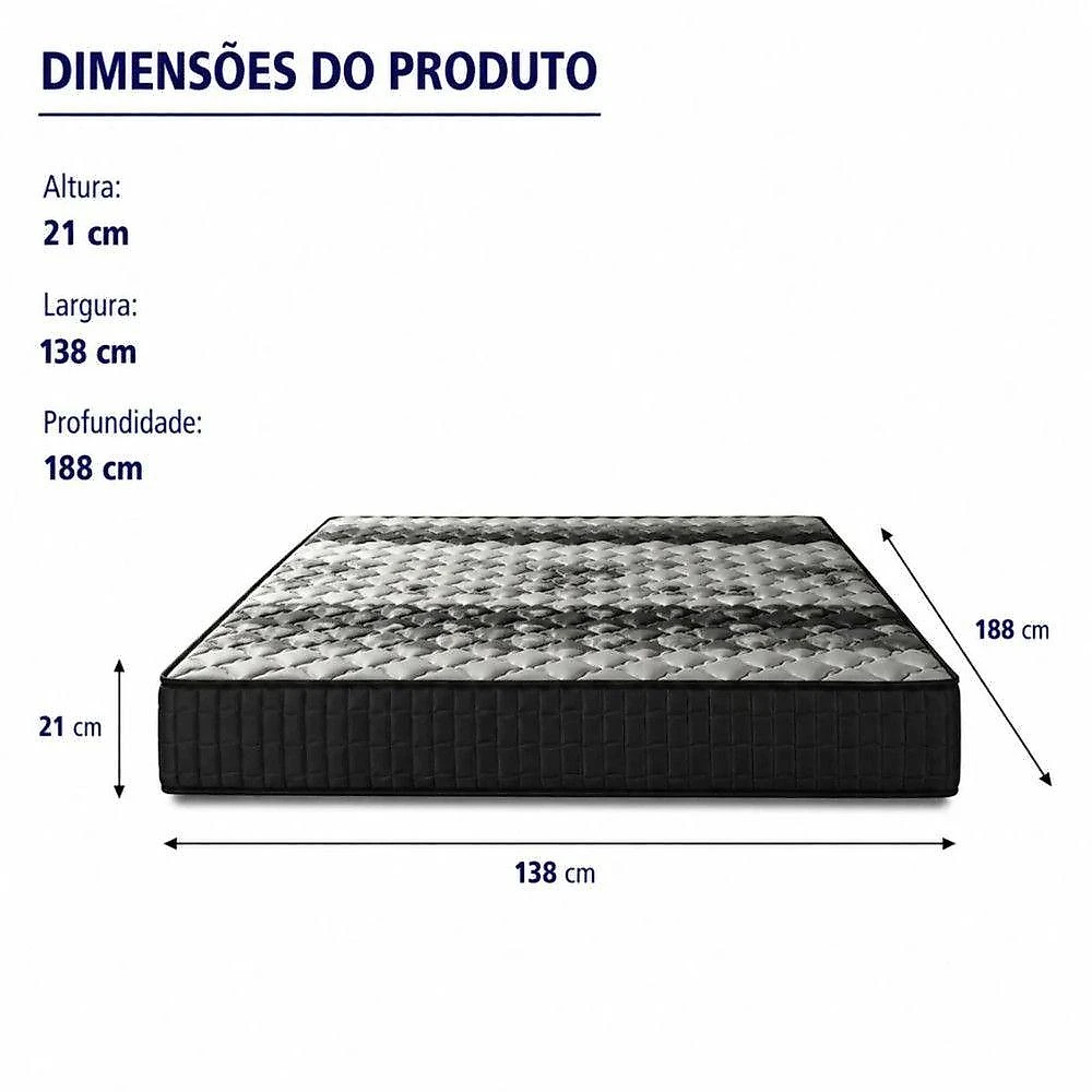 Colchão Casal Mola LFK D26 138x188x21CM Preto com Cinza Hellen Estofados e Colchões