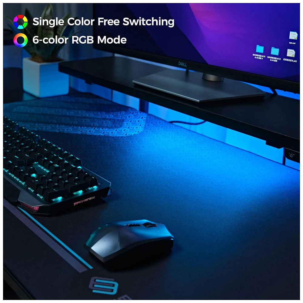 Mesa Gamer Ergonômica  74" 187 cm com Altura Ajustável, Ganchos para Fones de Ouvido, Prateleiras Conversíveis e Suporte para Monitor, 110V, EUREKA 110v