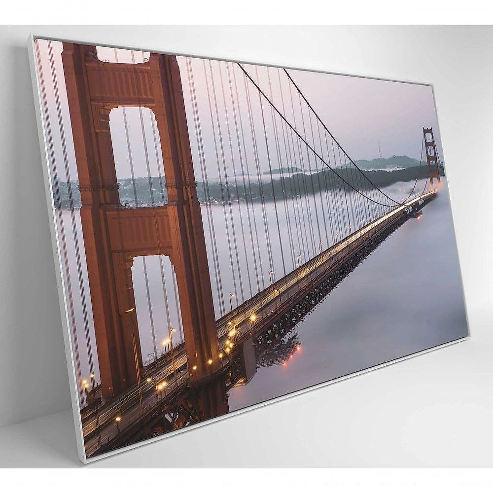 Quadro Ponte Golden Gate Neblina 90x60 Cm Vidro Impresso