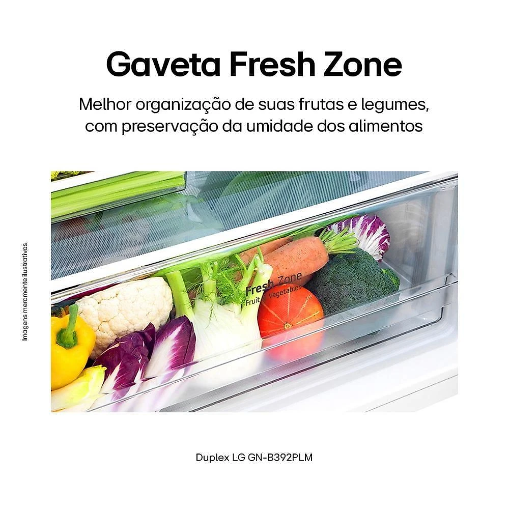 Geladeira lg frost free duplex com gaveta fresh zone e multi air flow inox look - 395l 110
