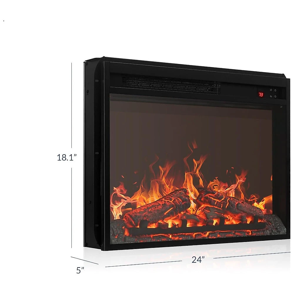 Lareira Elétrica de Embutir A45x60L cm com Brilho Ajustável, Temporizador e Controle Remoto, 110V 1400W, BELLEZE, Preta 110v