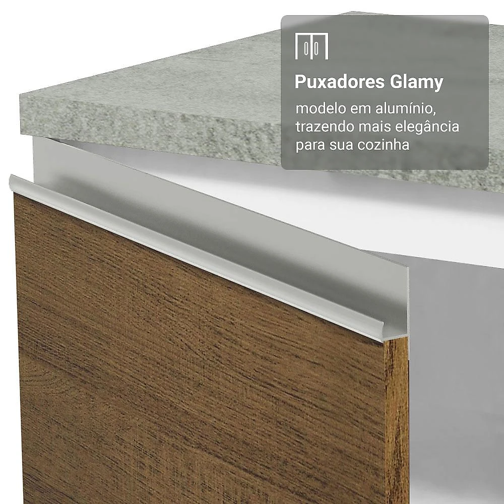 Armário de Cozinha Completa 549cm Branco/Rustic Glamy Madesa 01 Branco/Rustic