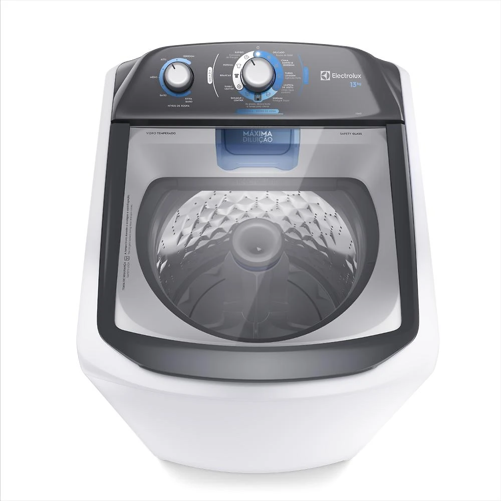 Máquina de lavar 13kg electrolux lda13 efficient duplo dispenser máxima diluição cesto inox branca